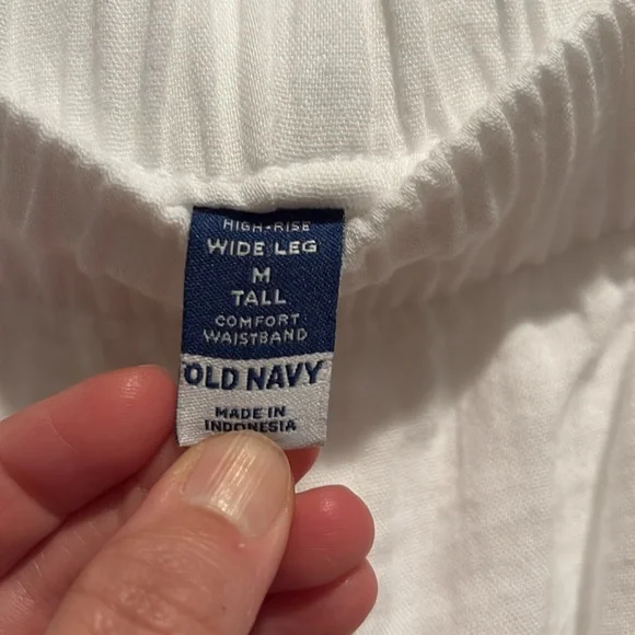 NWT Old Navy Wide Leg Guaze Pants, white, size M tall - Picture 5 of 8